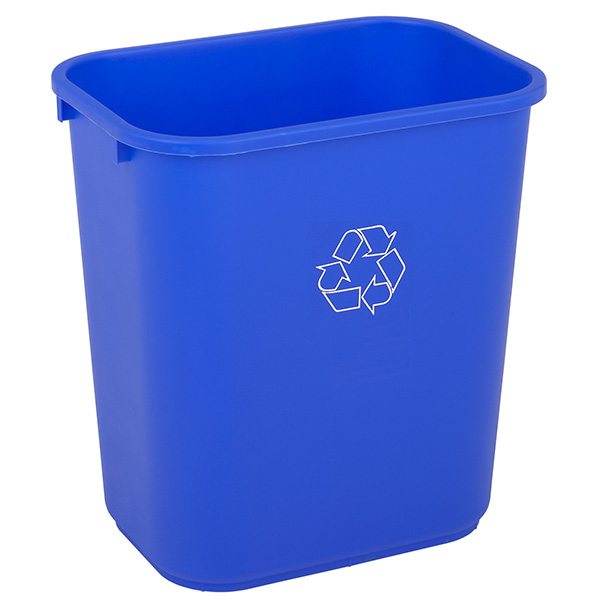 Commercial Rectangle Recycling Waste Basket 28 1/8 qt. Blue  SKU:2818-1