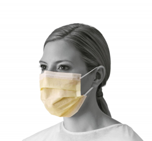 Medline ASTM Level 1 Yellow Procedure Face Mask with Ear Loops